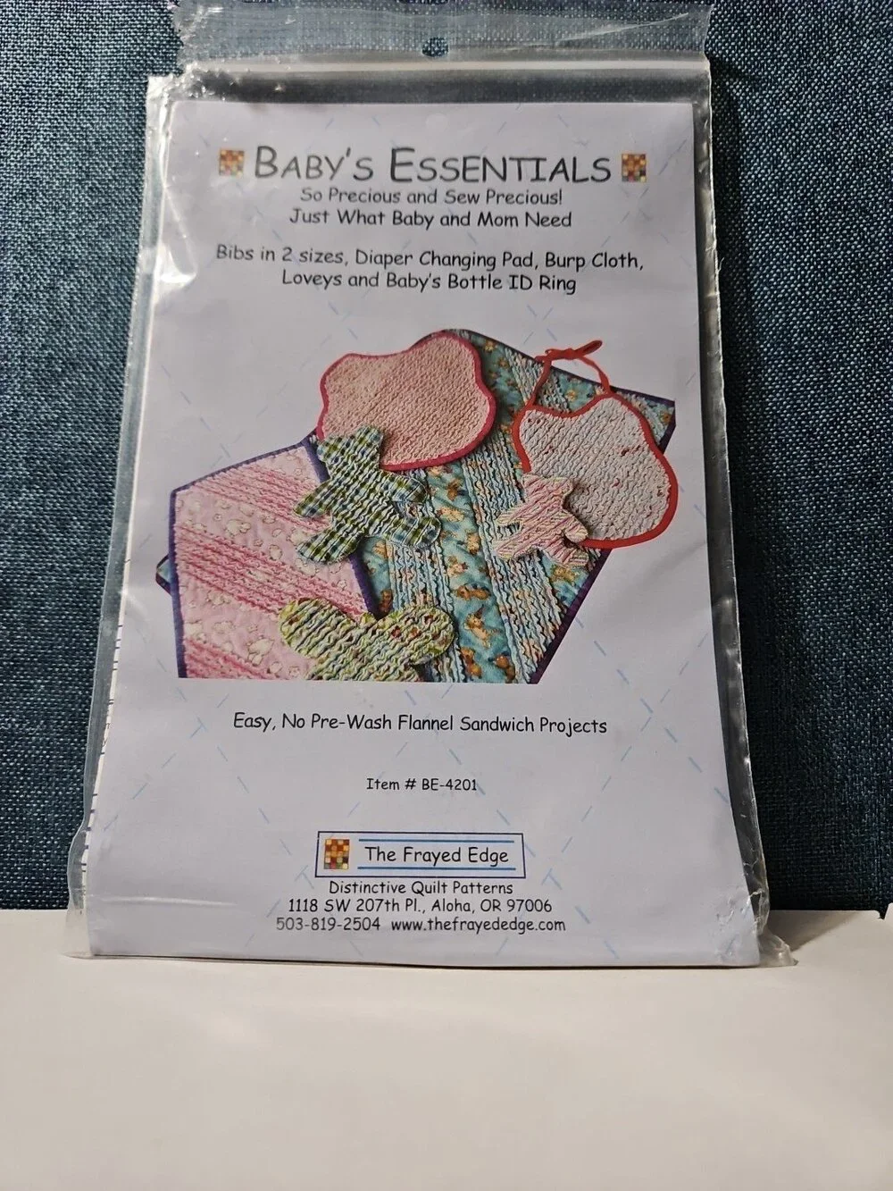 The Frayed Edge Baby's Essentials Pattern BE-4201 | Rag Quilt Flannel Bib Lovey